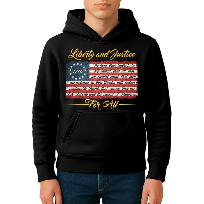 Liberty And Justice For All The Declaration of Independence Kids Hoodie