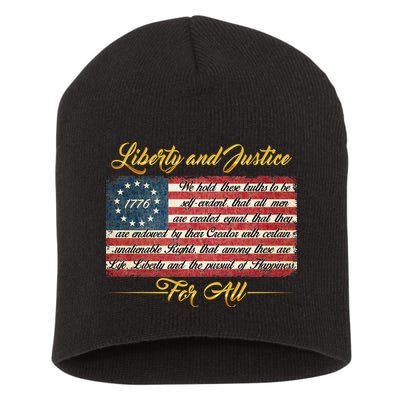Liberty And Justice For All The Declaration of Independence Short Acrylic Beanie