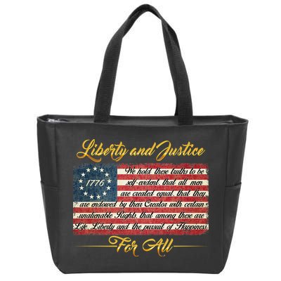Liberty And Justice For All The Declaration of Independence Zip Tote Bag