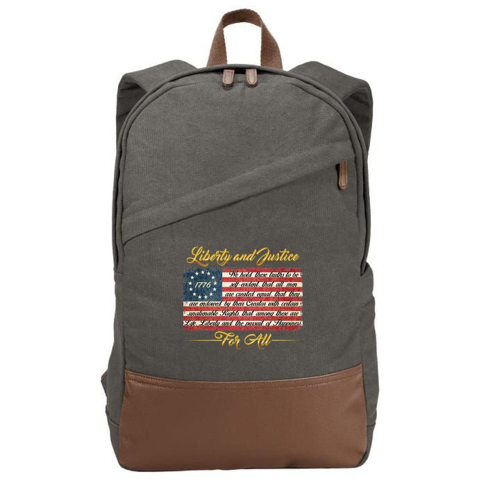 Liberty And Justice For All The Declaration of Independence Cotton Canvas Backpack