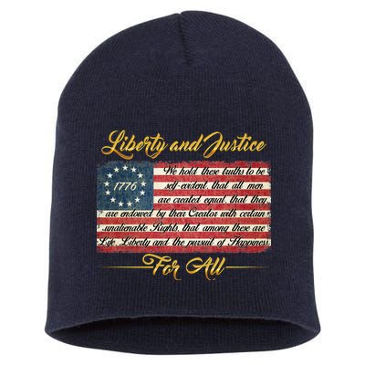 Liberty And Justice For All The Declaration of Independence Short Acrylic Beanie