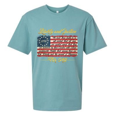 Liberty And Justice For All The Declaration of Independence Sueded Cloud Jersey T-Shirt