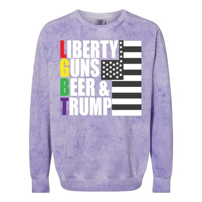 Liberty Guns Beer Trump LGBT Flag Colorblast Crewneck Sweatshirt