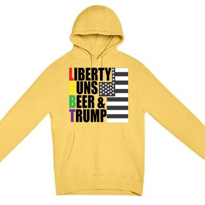 Liberty Guns Beer Trump LGBT Flag Premium Pullover Hoodie