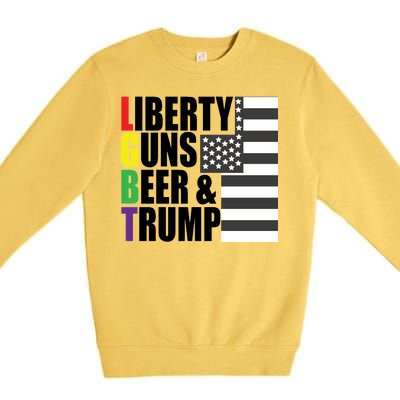 Liberty Guns Beer Trump LGBT Flag Premium Crewneck Sweatshirt