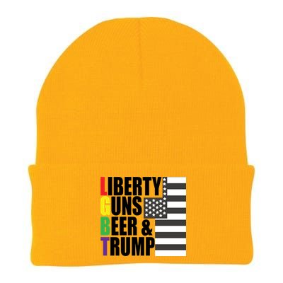 Liberty Guns Beer Trump LGBT Flag Knit Cap Winter Beanie