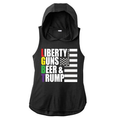 Liberty Guns Beer Trump LGBT Flag Ladies PosiCharge Tri-Blend Wicking Draft Hoodie Tank