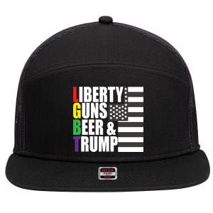 Liberty Guns Beer Trump LGBT Flag 7 Panel Mesh Trucker Snapback Hat