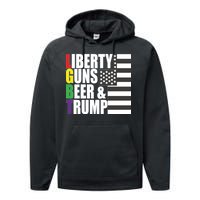 Liberty Guns Beer Trump LGBT Flag Performance Fleece Hoodie