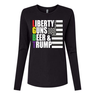 Liberty Guns Beer Trump LGBT Flag Womens Cotton Relaxed Long Sleeve T-Shirt