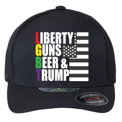 Liberty Guns Beer Trump LGBT Flag Flexfit Unipanel Trucker Cap