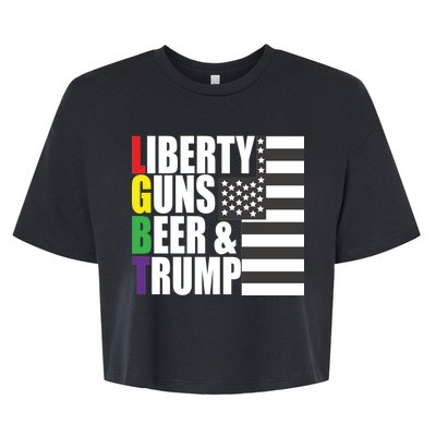 Liberty Guns Beer Trump LGBT Flag Bella+Canvas Jersey Crop Tee