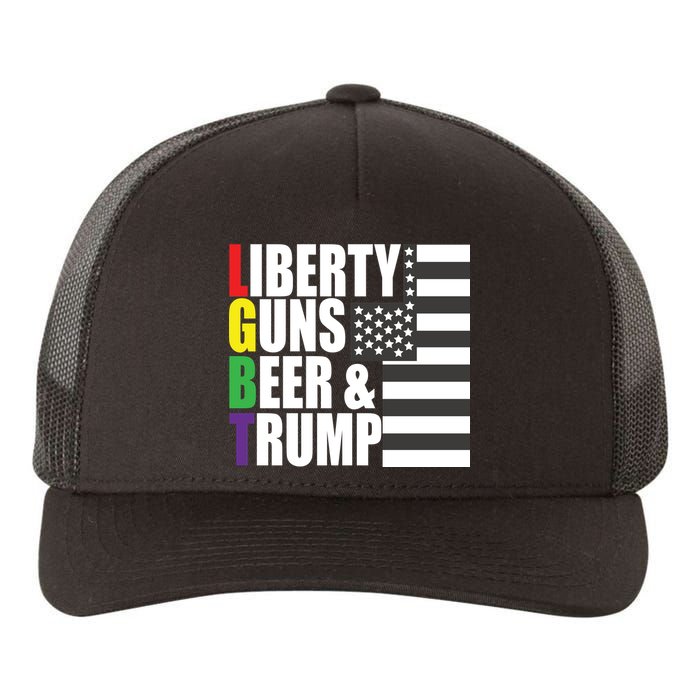 Liberty Guns Beer Trump LGBT Flag Yupoong Adult 5-Panel Trucker Hat