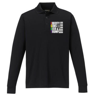 Liberty Guns Beer Trump LGBT Flag Performance Long Sleeve Polo