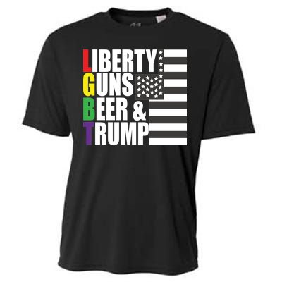 Liberty Guns Beer Trump LGBT Flag Cooling Performance Crew T-Shirt