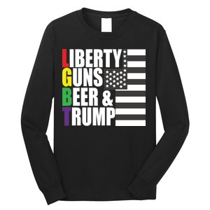 Liberty Guns Beer Trump LGBT Flag Long Sleeve Shirt