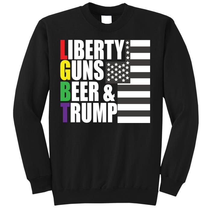 Liberty Guns Beer Trump LGBT Flag Sweatshirt