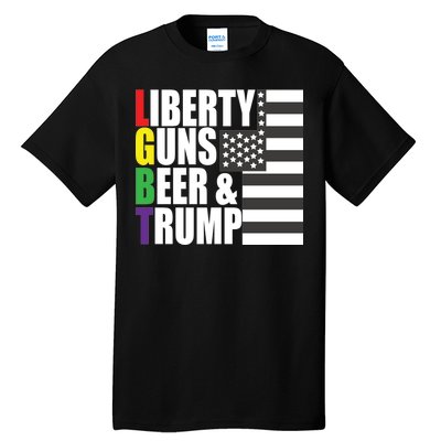 Liberty Guns Beer Trump LGBT Flag Tall T-Shirt