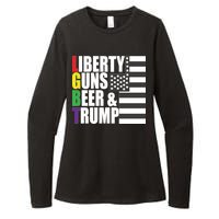 Liberty Guns Beer Trump LGBT Flag Womens CVC Long Sleeve Shirt