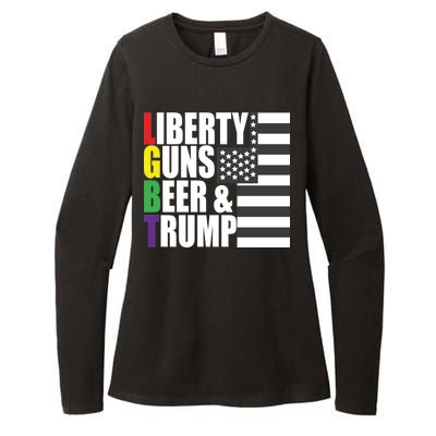 Liberty Guns Beer Trump LGBT Flag Womens CVC Long Sleeve Shirt