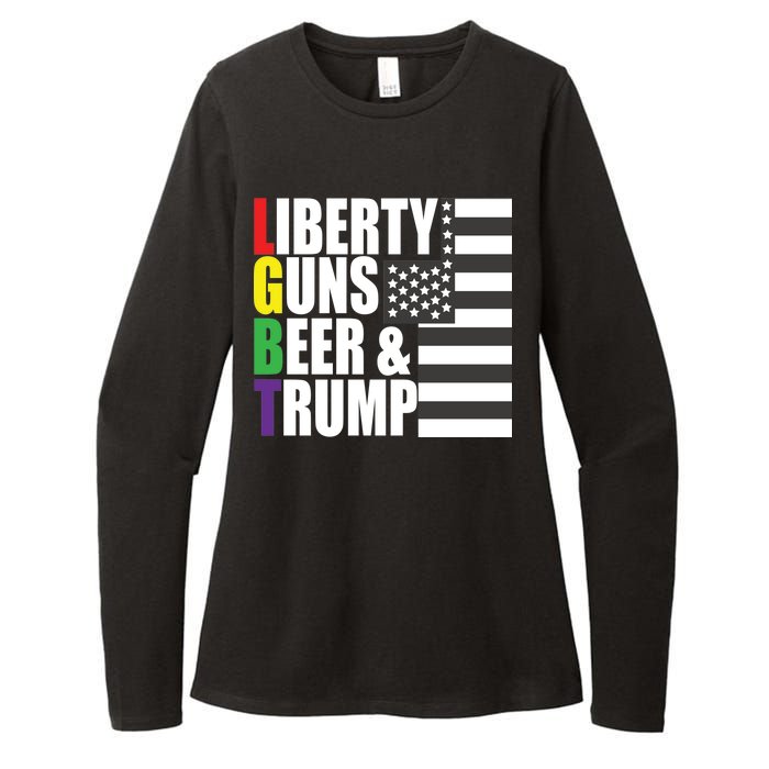 Liberty Guns Beer Trump LGBT Flag Womens CVC Long Sleeve Shirt