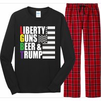 Liberty Guns Beer Trump LGBT Flag Long Sleeve Pajama Set