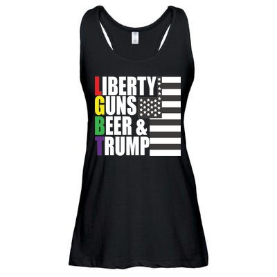 Liberty Guns Beer Trump LGBT Flag Ladies Essential Flowy Tank