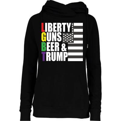 Liberty Guns Beer Trump LGBT Flag Womens Funnel Neck Pullover Hood