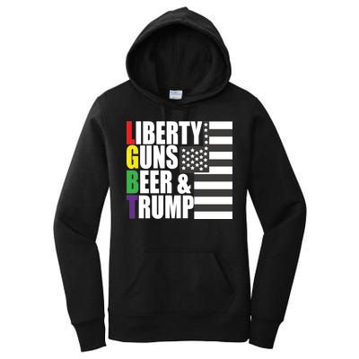 Liberty Guns Beer Trump LGBT Flag Women's Pullover Hoodie