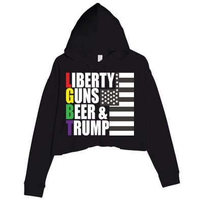 Liberty Guns Beer Trump LGBT Flag Crop Fleece Hoodie