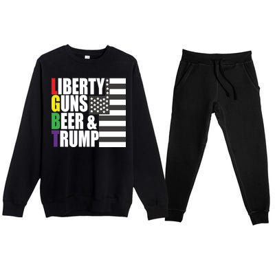 Liberty Guns Beer Trump LGBT Flag Premium Crewneck Sweatsuit Set