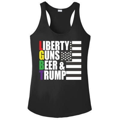 Liberty Guns Beer Trump LGBT Flag Ladies PosiCharge Competitor Racerback Tank