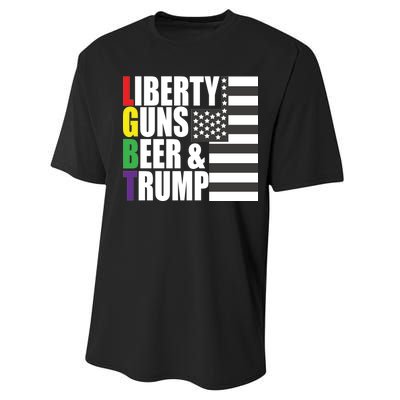 Liberty Guns Beer Trump LGBT Flag Performance Sprint T-Shirt