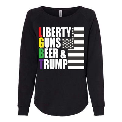 Liberty Guns Beer Trump LGBT Flag Womens California Wash Sweatshirt