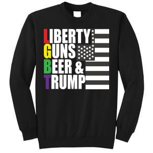 Liberty Guns Beer Trump LGBT Flag Tall Sweatshirt