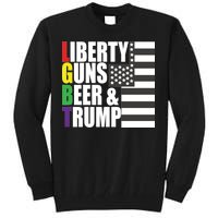 Liberty Guns Beer Trump LGBT Flag Tall Sweatshirt