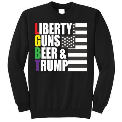 Liberty Guns Beer Trump LGBT Flag Tall Sweatshirt