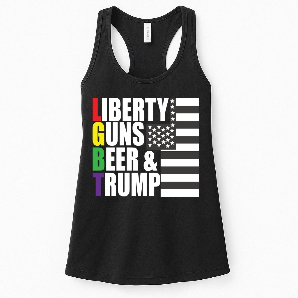Liberty Guns Beer Trump LGBT Flag Womens Tank Top