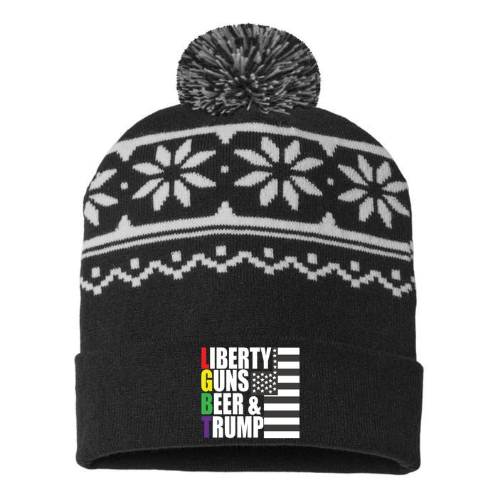 Liberty Guns Beer Trump LGBT Flag USA-Made Snowflake Beanie