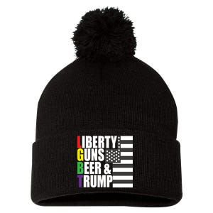 Liberty Guns Beer Trump LGBT Flag Pom Pom 12in Knit Beanie