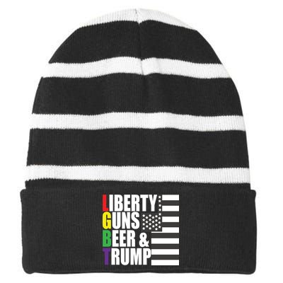 Liberty Guns Beer Trump LGBT Flag Striped Beanie with Solid Band