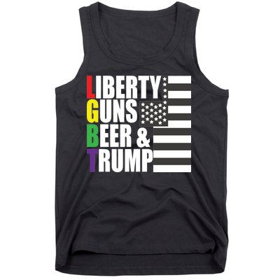 Liberty Guns Beer Trump LGBT Flag Tank Top