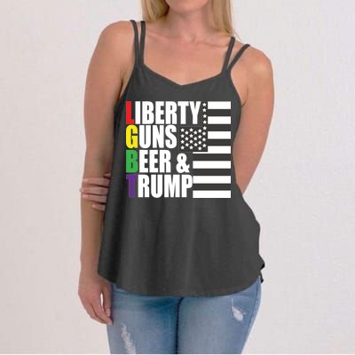 Liberty Guns Beer Trump LGBT Flag Women's Strappy Tank