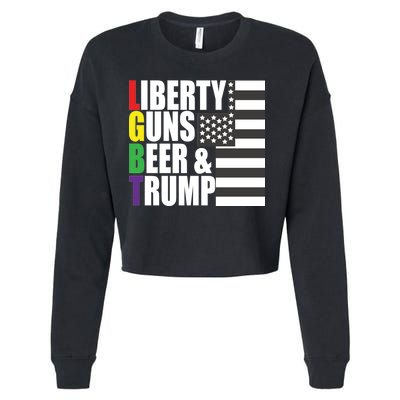 Liberty Guns Beer Trump LGBT Flag Cropped Pullover Crew