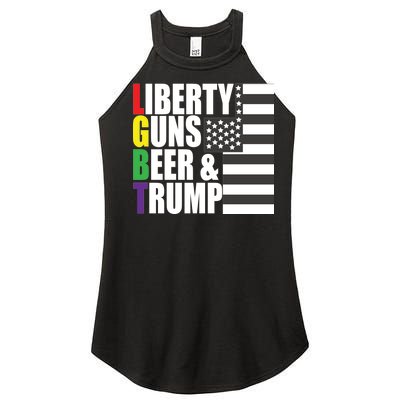 Liberty Guns Beer Trump LGBT Flag Women's Perfect Tri Rocker Tank