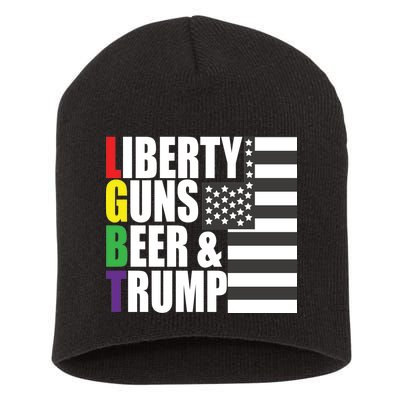 Liberty Guns Beer Trump LGBT Flag Short Acrylic Beanie