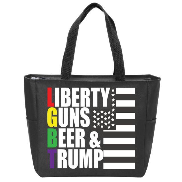 Liberty Guns Beer Trump LGBT Flag Zip Tote Bag