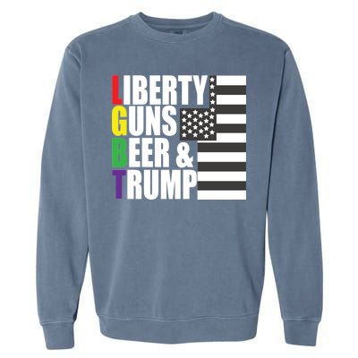 Liberty Guns Beer Trump LGBT Flag Garment-Dyed Sweatshirt