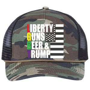 Liberty Guns Beer Trump LGBT Flag Retro Rope Trucker Hat Cap