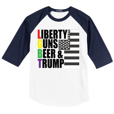 Liberty Guns Beer Trump LGBT Flag Baseball Sleeve Shirt